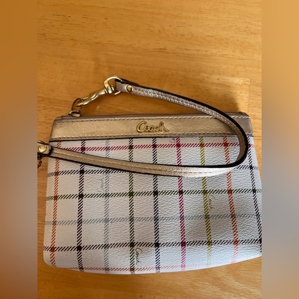Coach Tattersall Plaid Wristlet - Picture 3 of 14